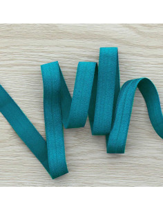 Nastro elastico pre-piegato satinato 15 mm di larghezza - Blu petrolio