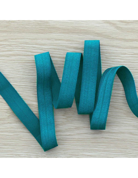Nastro elastico pre-piegato satinato 15 mm di larghezza - Blu petrolio