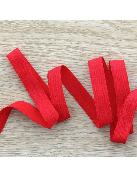 Nastro elastico pre-piegato satinato largo 15 mm - Rosso