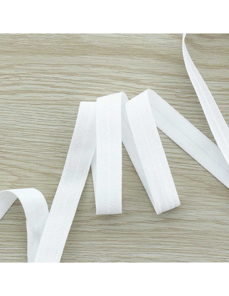 Nastro elastico satinato pre-piegato 15 mm di larghezza - Bianco