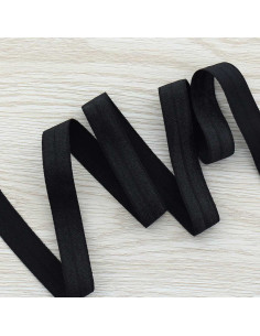 Nastro elastico pre-piegato satinato 15 mm di larghezza - Nero