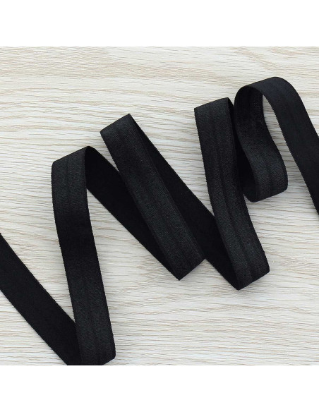 Nastro elastico pre-piegato satinato 15 mm di larghezza - Nero