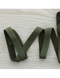 Nastro elastico pre-piegato satinato 15 mm di larghezza - Verde mimetico