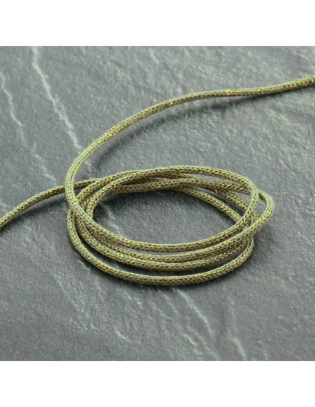 Cordoncino lurex Saxo 2 mm - Kaki chiaro e oro