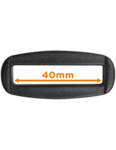 Passante rettangolare in plastica nera 40 mm