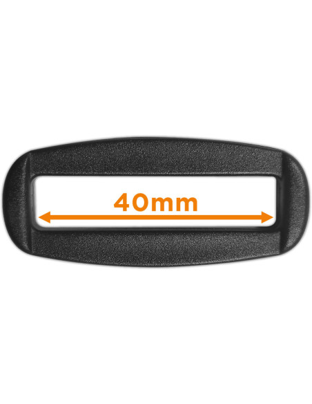 Passante rettangolare in plastica nera 40 mm