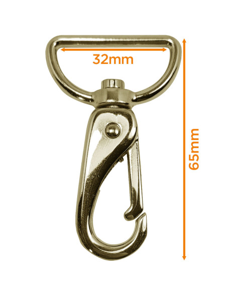 Moschettone in metallo premium - Oro giallo 65 x 32 mm
