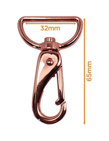 Moschettone in metallo premium - Oro rosa 65 x 32 mm