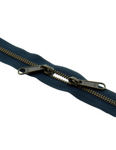 Chiusura schiena a schiena in metallo per borse 40 cm - Blu marino e bronzo