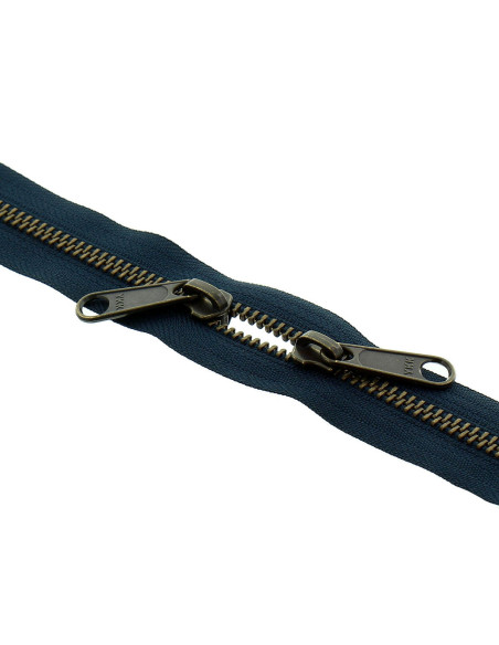 Chiusura schiena a schiena in metallo per borse 40 cm - Blu marino e bronzo