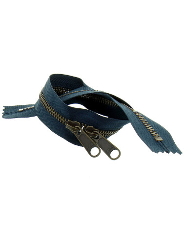 Chiusura schiena a schiena in metallo per borse 40 cm - Blu marino e bronzo