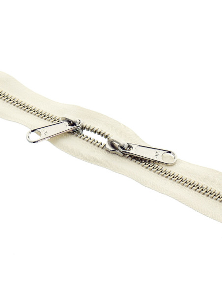 Chiusura schiena a schiena in metallo per borse 40 cm - Ecru e argento