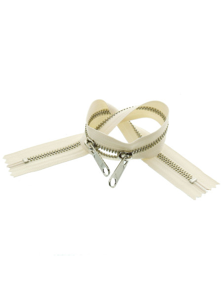 Chiusura schiena a schiena in metallo per borse 40 cm - Ecru e argento