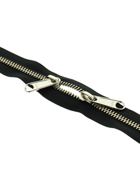 Chiusura schiena a schiena in metallo per borse 40 cm - Nero e argento