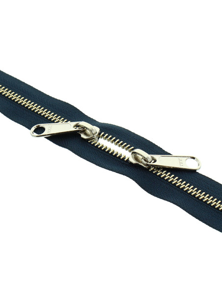 Chiusura schiena a schiena in metallo per borse 40 cm - Blu marino e argento