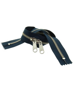 Chiusura schiena a schiena in metallo per borse 40 cm - Blu marino e argento 2