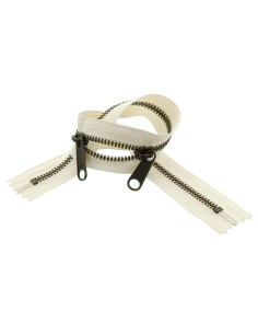 Chiusura schiena a schiena in metallo per borse 40 cm - Ecru e bronzo 2