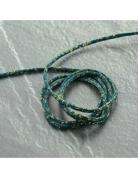 Cordoncino lurex Saxo 2 mm - Blu petrolio e oro