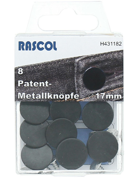 Scatola di 8 bottoni jeans 17mm Rascol - Nero opaco