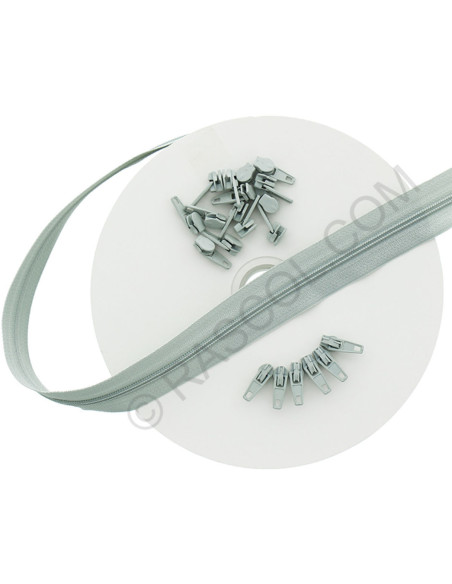 Rotolo di 10 metri di chiusura in nylon - Grigio chiaro