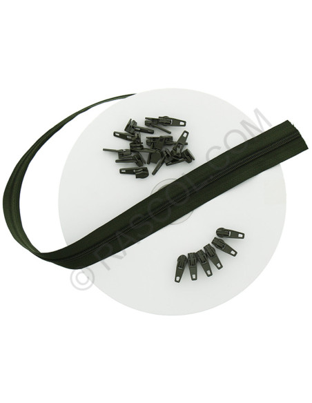 Rotolo di 10 metri di chiusura in nylon - Kaki
