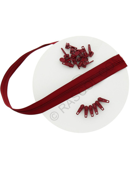 Rotolo di 10 metri di chiusura in nylon - Rosso scuro