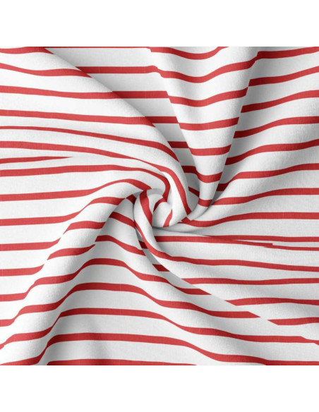 Tessuto jersey a righe bretoni - Bianco e rosso