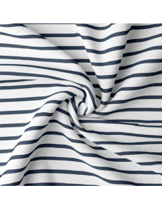 Tessuto jersey a righe bretoni - Bianco e blu
