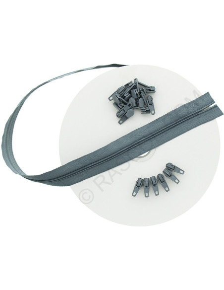 Rotolo di 10 metri di chiusura in nylon - Grigio medio