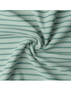 Tessuto jersey a righe bretoni - Verde grigio e eucalipto