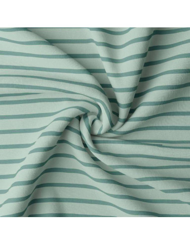 Tessuto jersey a righe bretoni - Verde grigio e eucalipto