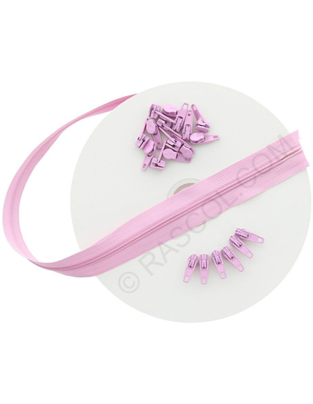 Rotolo di 10 metri di chiusura in nylon - Rosa