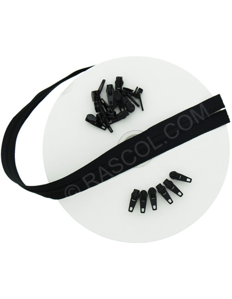 Rotolo di 10 metri di chiusura in nylon - Nero
