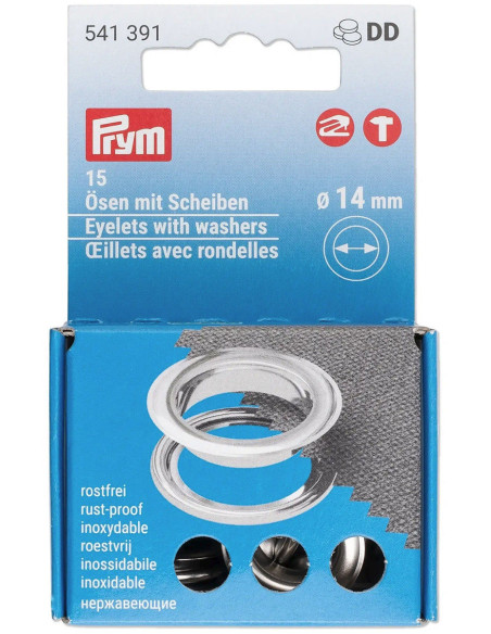 Set di 15 occhielli con rondelle 14 mm argento VARIO Creative Tool