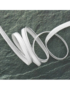 Cordoncino intrecciato metallizzato - Argento trama bianca
