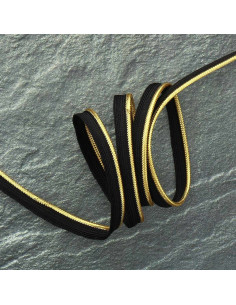 Cordoncino intrecciato metallizzato - Oro trama nera