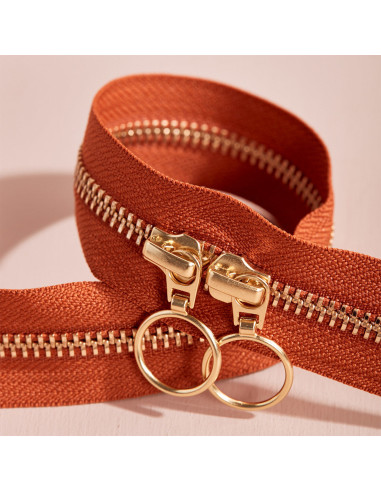 Chiusura a doppio cursore Gold e Chesnut 40 cm - Atelier Brunette
