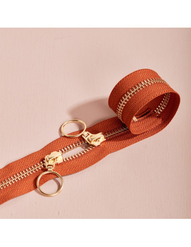 Chiusura a doppio cursore Gold e Chesnut 40 cm - Atelier Brunette