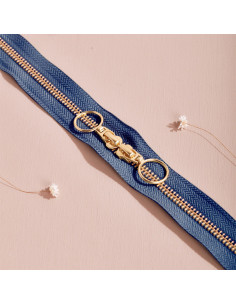 Chiusura a doppio cursore Gold e Cobalt 40 cm - Atelier Brunette