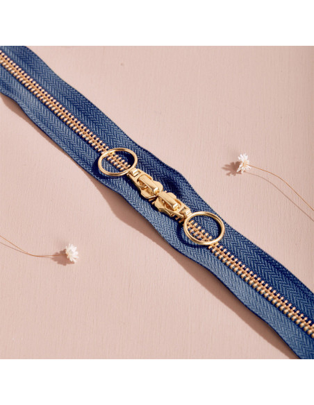 Chiusura a doppio cursore Gold e Cobalt 40 cm - Atelier Brunette