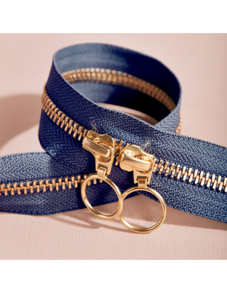 Chiusura a doppio cursore Gold e Cobalt 40 cm - Atelier Brunette