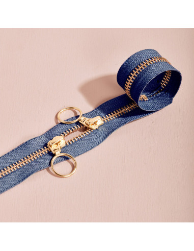 Chiusura a doppio cursore Gold e Cobalt 40 cm - Atelier Brunette