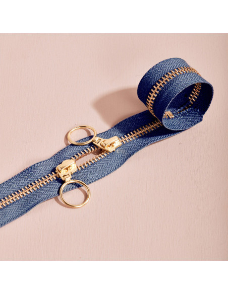 Chiusura a doppio cursore Gold e Cobalt 40 cm - Atelier Brunette