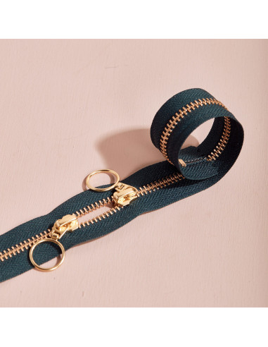 Chiusura a doppio cursore Gold e Forest 40 cm - Atelier Brunette