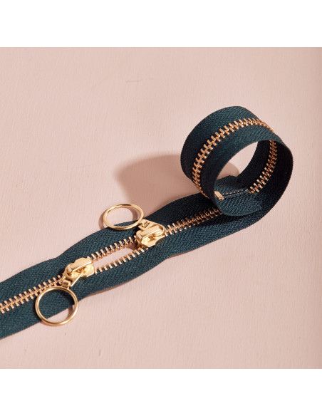 Chiusura a doppio cursore Gold e Forest 40 cm - Atelier Brunette