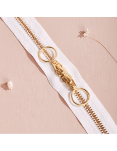 Chiusura a doppio cursore Gold e Off White 40 cm - Atelier Brunette