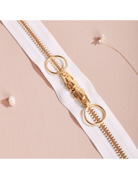 Chiusura a doppio cursore Gold e Off White 40 cm - Atelier Brunette