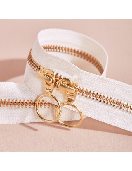Chiusura a doppio cursore Gold e Off White 40 cm - Atelier Brunette