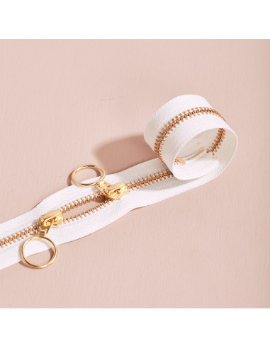 Chiusura a doppio cursore Gold e Off White 40 cm - Atelier Brunette
