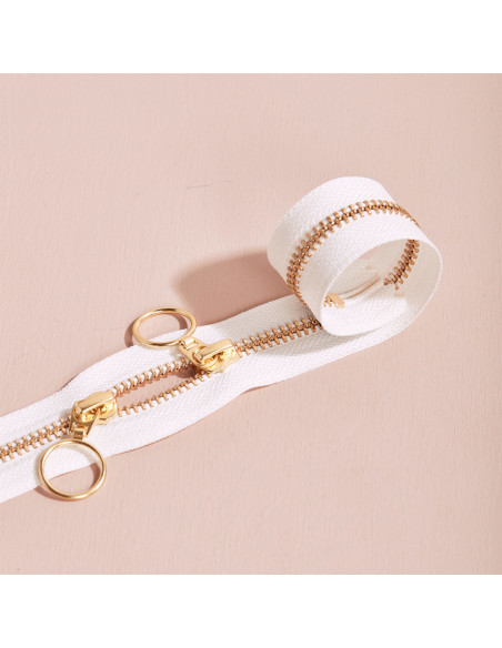 Chiusura a doppio cursore Gold e Off White 40 cm - Atelier Brunette